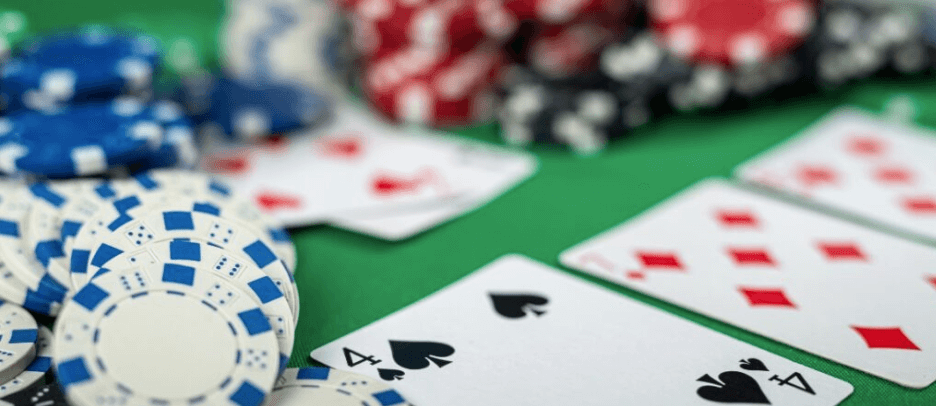 poker table and chips