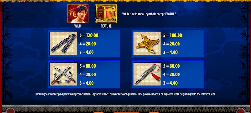 Bruce Lee Slot Symbols