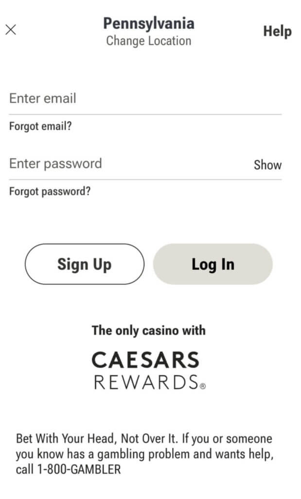 caesars palace casino sign up register games pa casinos