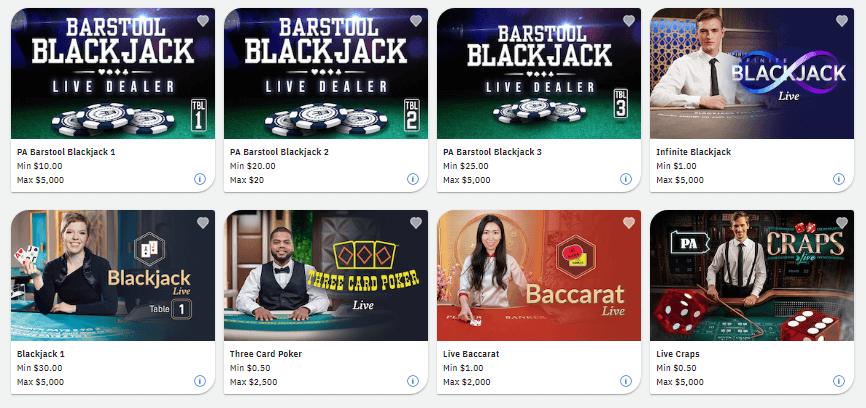 Barstool Sportsbook Casino - Live Casino Games
