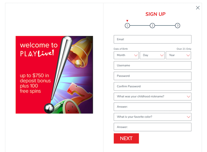 PlayLive! Casino Registration