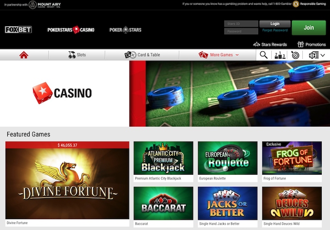 PokerStars PA Casino Game Library