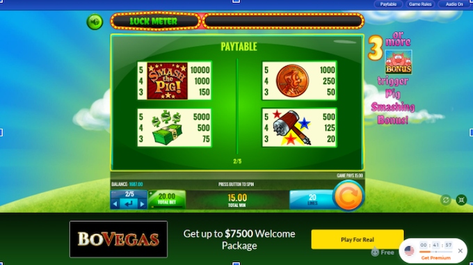 Smash the Pigs Online Slot Paytable