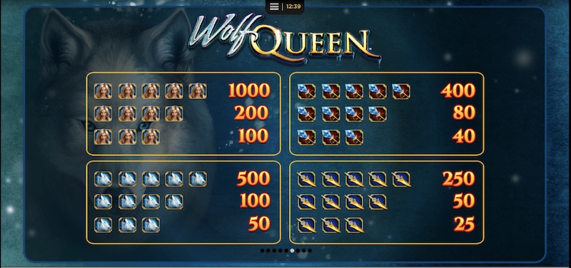 Wolf Queen paytable 1